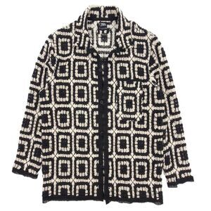NEW Zara Crochet Overshirt Beachy Boho Knit Button Down Shirt Jacket Black Ecru